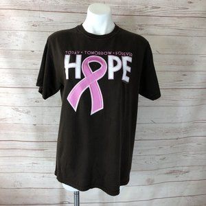 Breast Cancer Awareness Pink Ribbon Women's T-Shirt Brown size M Support Forever